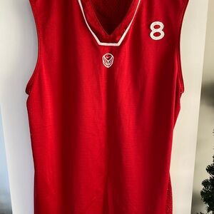Nike Men's Red Embroidered DriFit Basketball Sleeveless V-Neck Jersey 8 XL/XXL